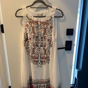Max Studio Ivory Dress with Multicolor Embroidery